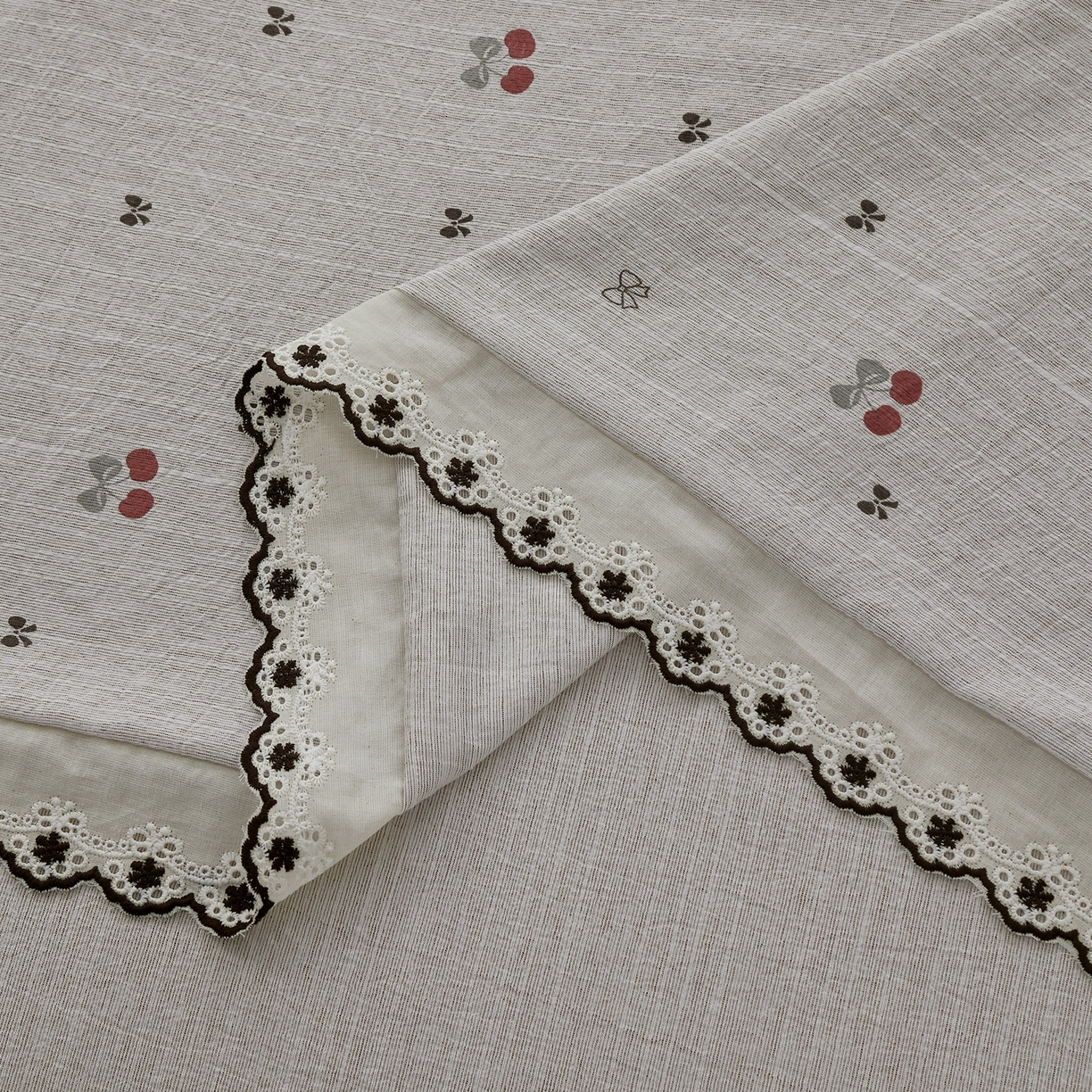 91家纺网 家纺一手货源 找家纺 恋之语 2026新款全棉花边色织水洗棉花边四件套 樱桃