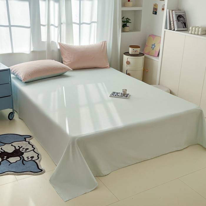 91家纺网 家纺一手货源 找家纺 泽西家纺+V17798841158发大图 2026新款A类全棉纯棉13376单品床单床单单件 云水绿