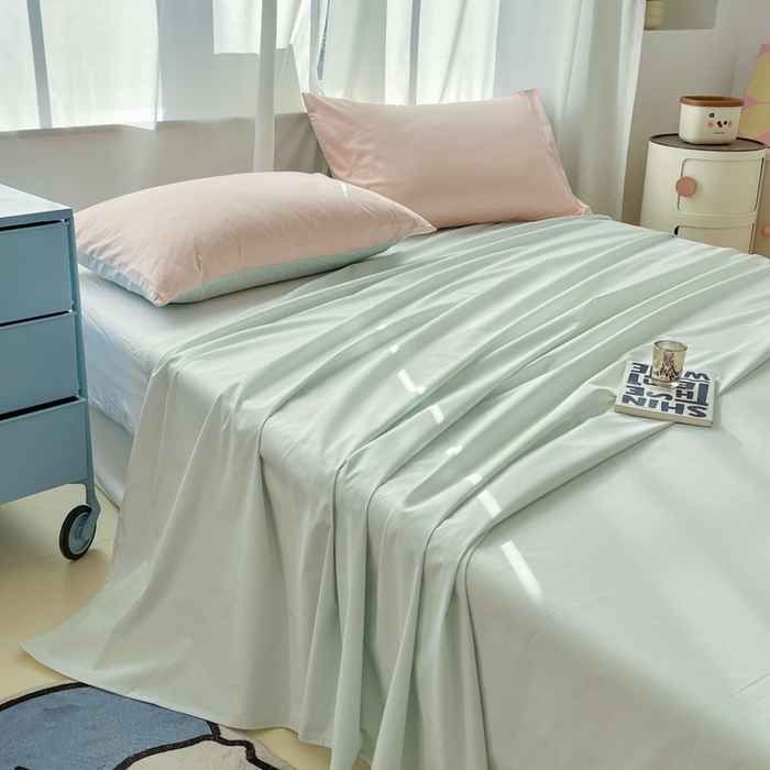 91家纺网 家纺一手货源 找家纺 泽西家纺+V17798841158发大图 2026新款A类全棉纯棉13376单品床单床单单件 云水绿