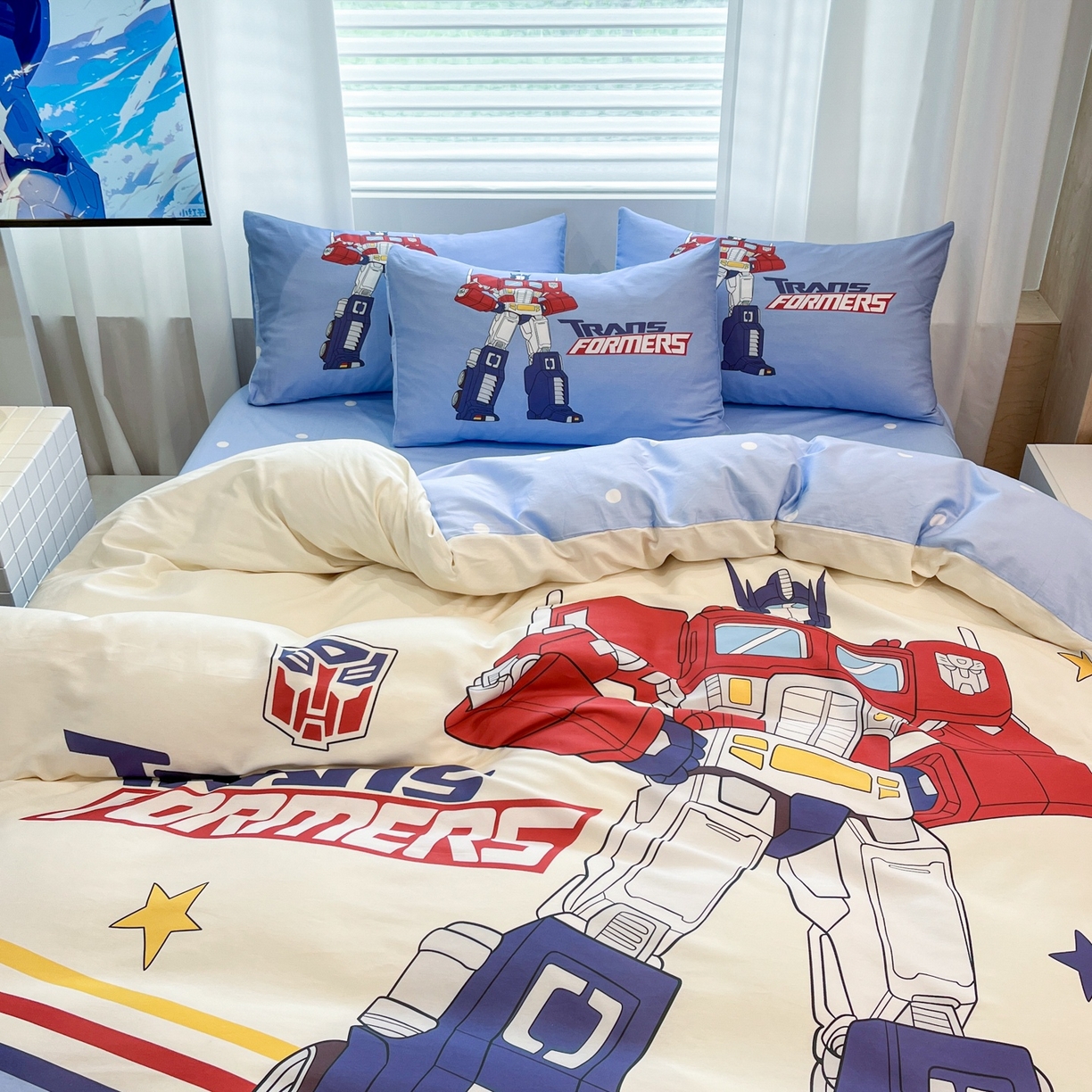 91家纺网 家纺一手货源 找家纺 （总）孩子王家纺 2026新款卡通全棉纯棉正版授权大版变形金刚四件套