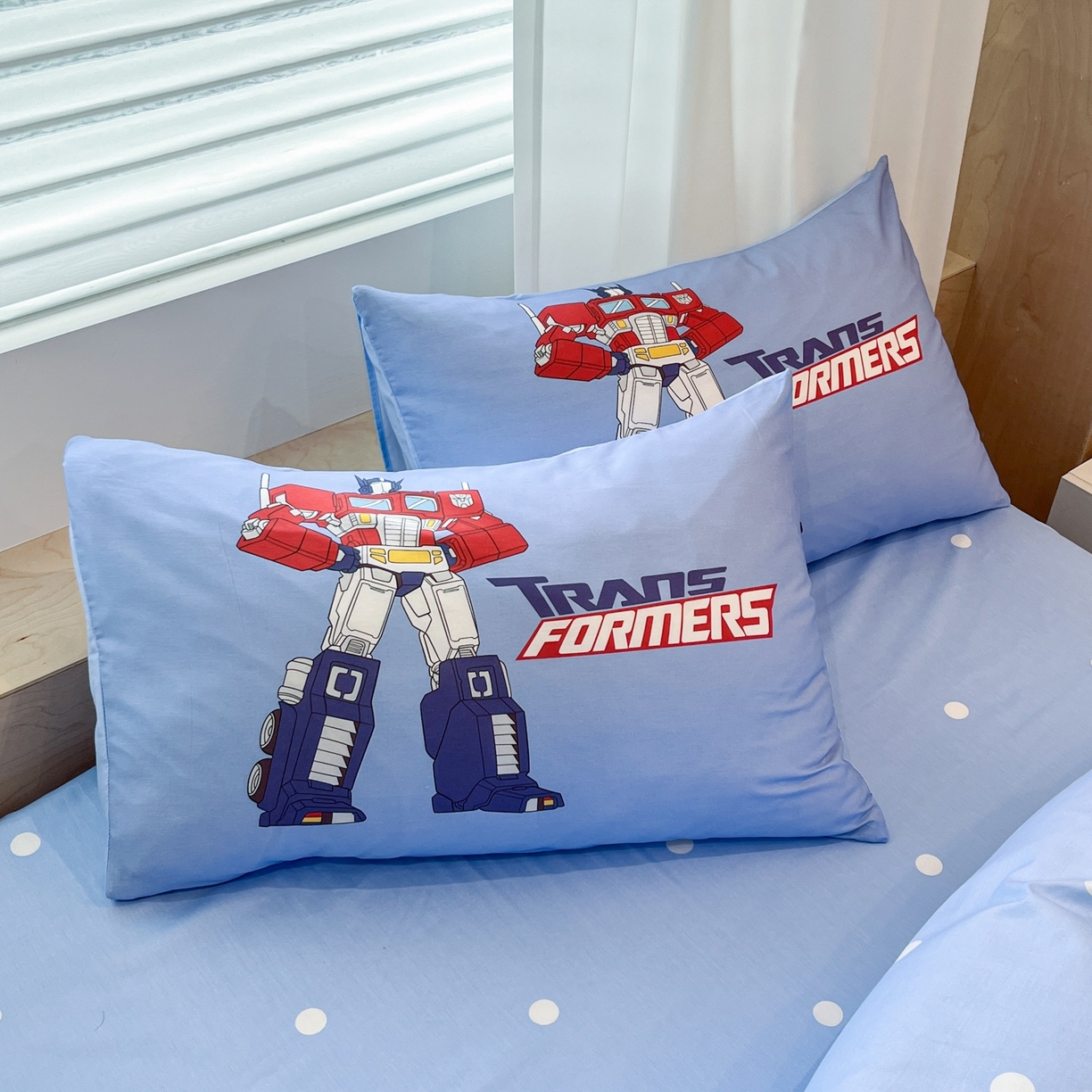 91家纺网 家纺一手货源 找家纺 孩子王家纺 2026新款卡通全棉纯棉正版授权大版变形金刚四件套 超能勇士