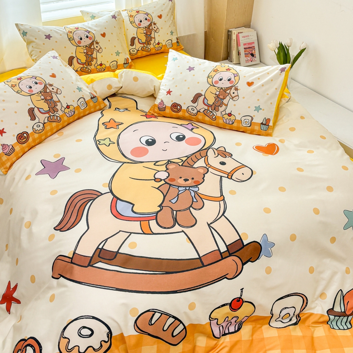 91家纺网 家纺一手货源 找家纺 （总）孩子王家纺 2026新款卡通亲肤全棉纯棉大版星星人系列四件套