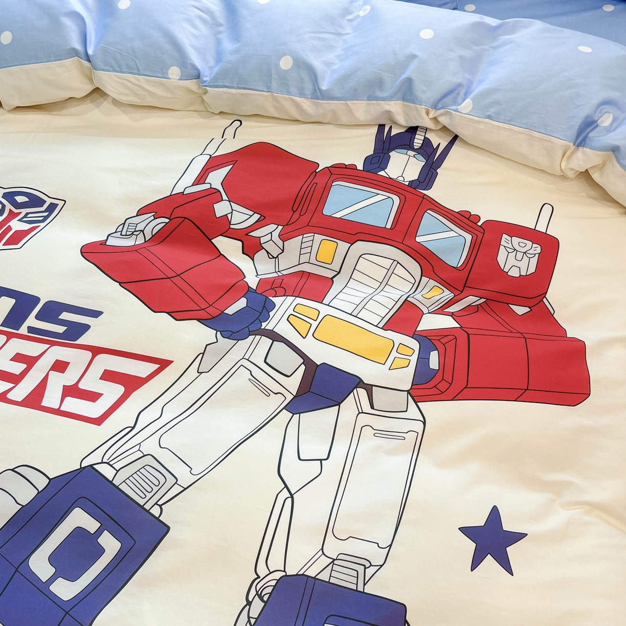 91家纺网 家纺一手货源 找家纺 孩子王家纺 2026新款卡通全棉纯棉正版授权大版变形金刚四件套 超能勇士