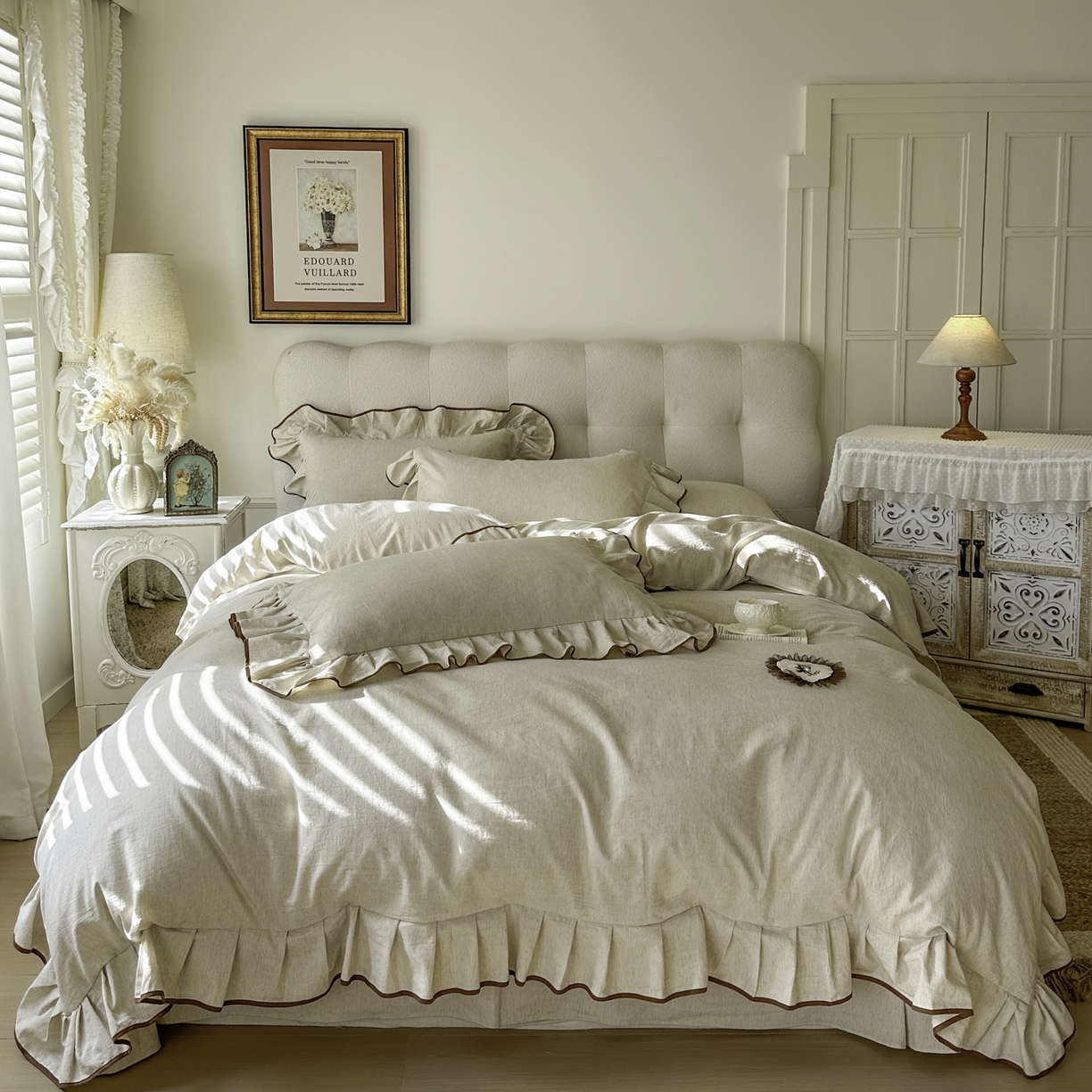 91家纺网 家纺一手货源 找家纺 （总）亲亲公主 2026新款法式棉麻四件套-焦糖玛奇朵（券后不低于318元）