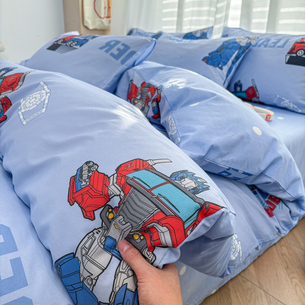 91家纺网 家纺一手货源 找家纺 孩子王家纺 2026新款卡通全棉纯棉正版授权大版变形金刚四件套 领袖擎天柱