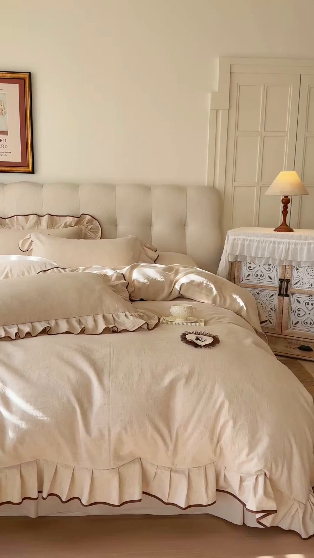 91家纺网 家纺一手货源 找家纺 （总）亲亲公主 2026新款法式棉麻四件套-焦糖玛奇朵（券后不低于318元）