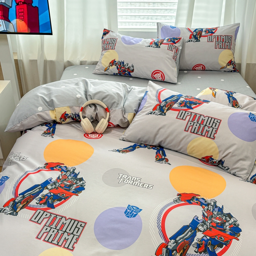 91家纺网 家纺一手货源 找家纺 孩子王家纺 2026新款卡通全棉纯棉正版授权大版变形金刚四件套 变形机甲