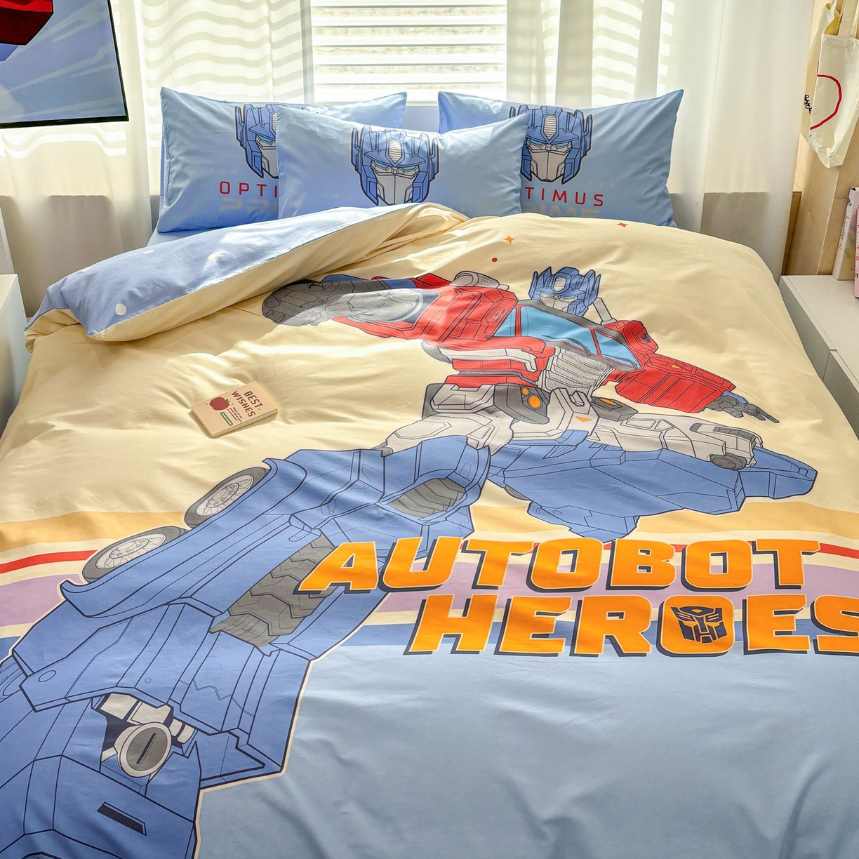 91家纺网 家纺一手货源 找家纺 孩子王家纺 2026新款卡通全棉纯棉正版授权大版变形金刚四件套 极速冲锋战士