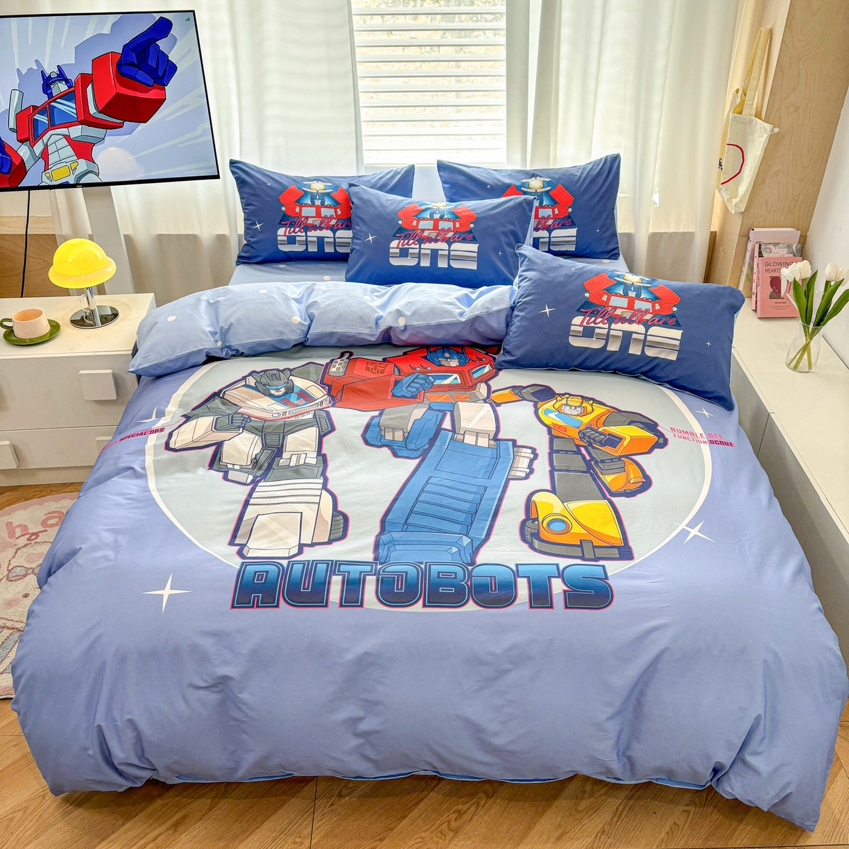 孩子王家纺 2026新款卡通全棉纯棉正版授权大版变形金刚四件套 三剑客战士