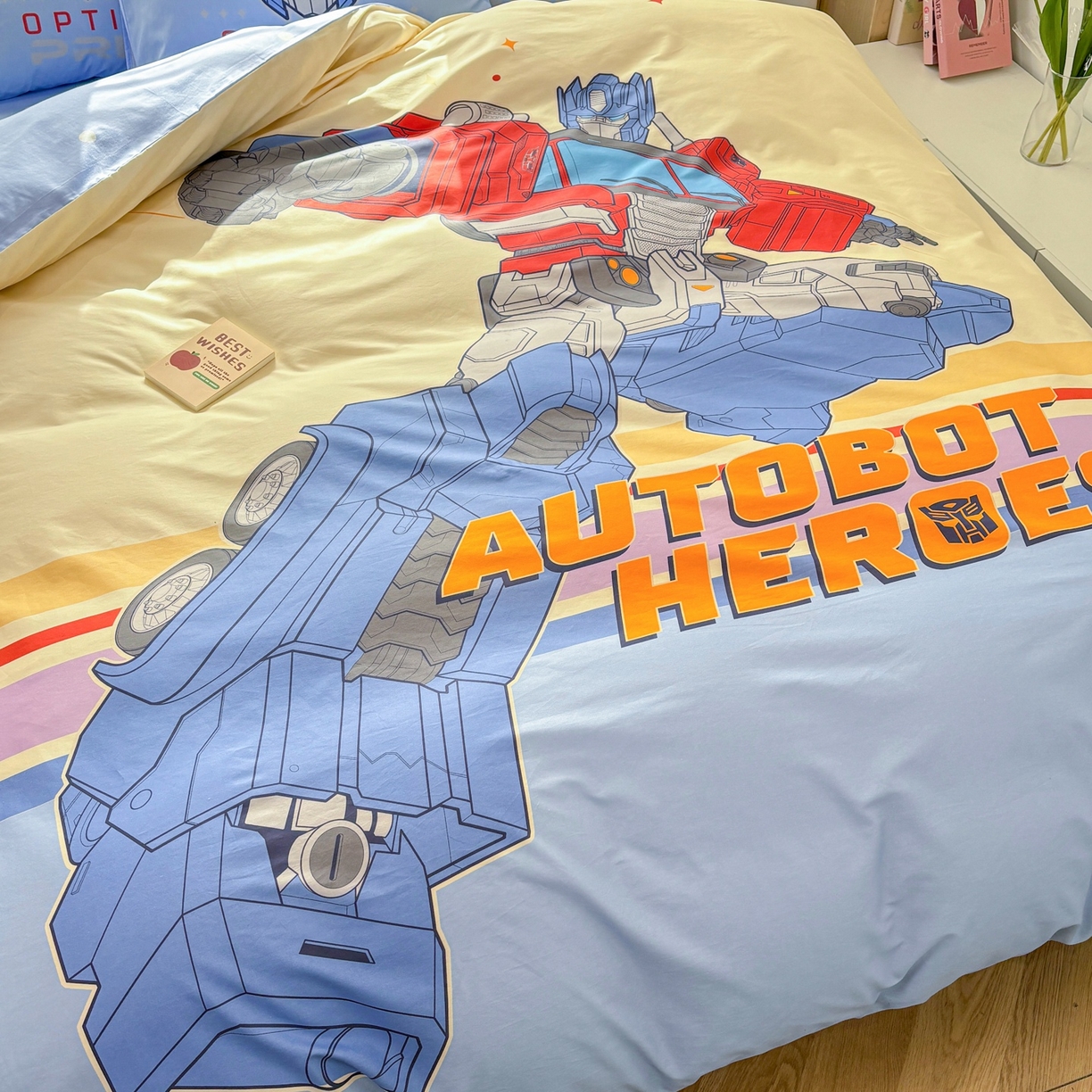 91家纺网 家纺一手货源 找家纺 孩子王家纺 2026新款卡通全棉纯棉正版授权大版变形金刚四件套 极速冲锋战士