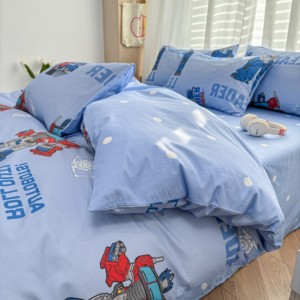 91家纺网 家纺一手货源 找家纺 孩子王家纺 2026新款卡通全棉纯棉正版授权大版变形金刚四件套 领袖擎天柱