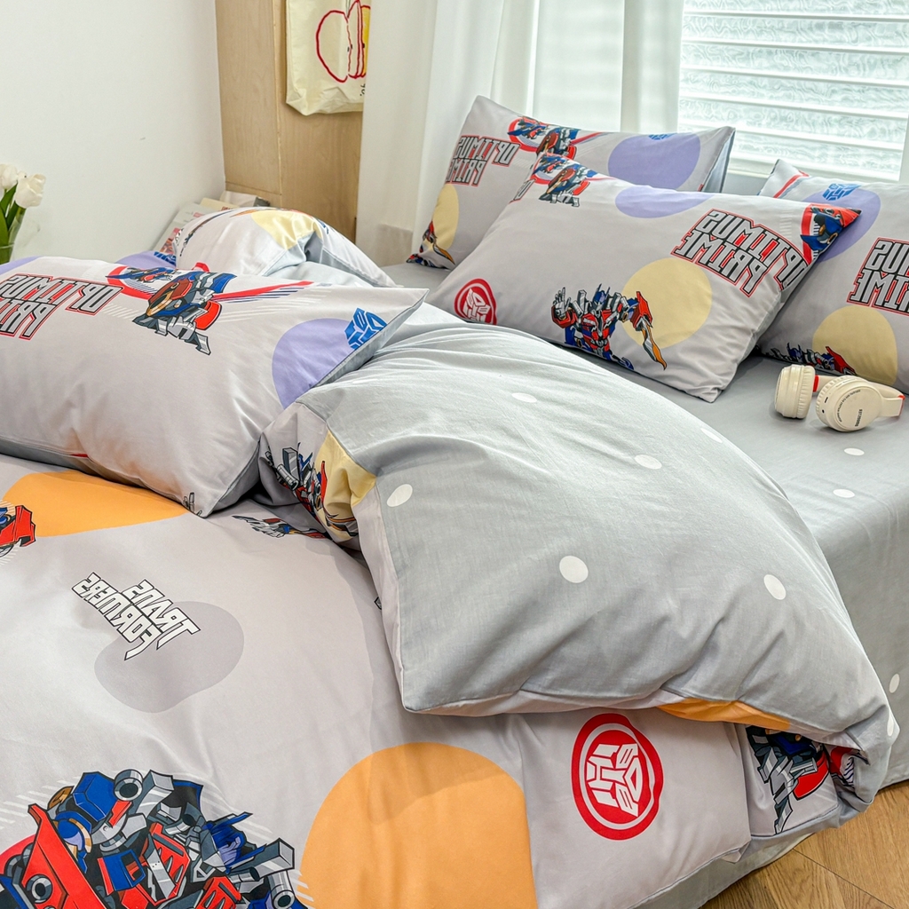 91家纺网 家纺一手货源 找家纺 孩子王家纺 2026新款卡通全棉纯棉正版授权大版变形金刚四件套 变形机甲