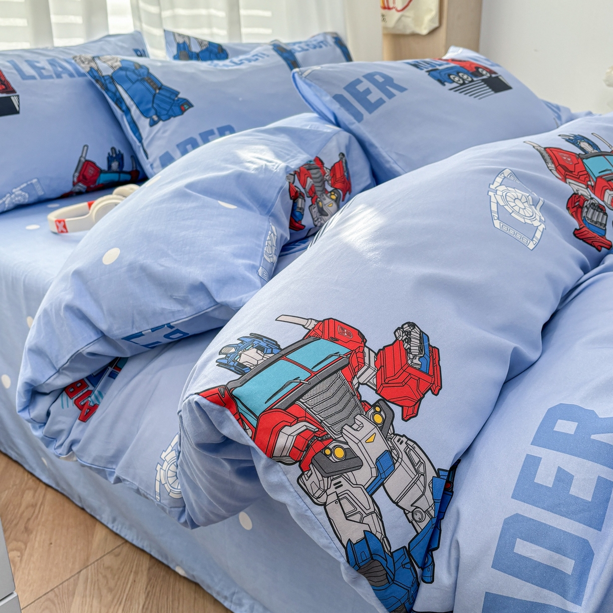 91家纺网 家纺一手货源 找家纺 孩子王家纺 2026新款卡通全棉纯棉正版授权大版变形金刚四件套 领袖擎天柱