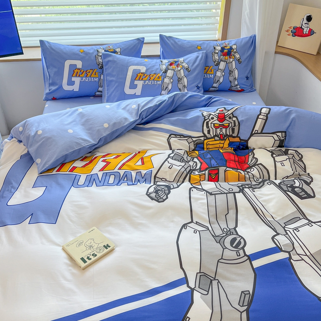 91家纺网 家纺一手货源 找家纺 孩子王家纺 2026新款卡通全棉纯棉正版授权大版变形金刚四件套 擎天柱