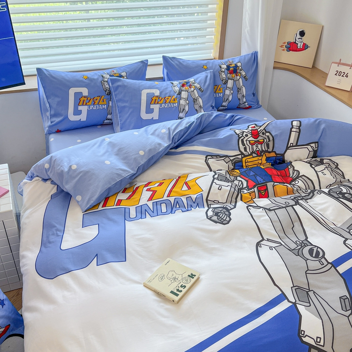 91家纺网 家纺一手货源 找家纺 孩子王家纺 2026新款卡通全棉纯棉正版授权大版变形金刚四件套 擎天柱