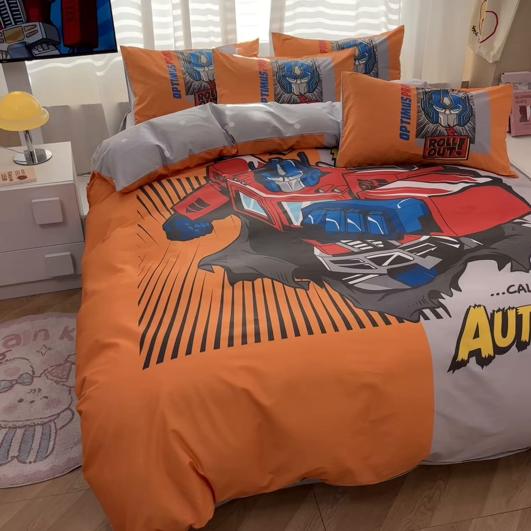 91家纺网 家纺一手货源 找家纺 孩子王家纺 2026新款卡通全棉纯棉正版授权大版变形金刚四件套 战甲擎天柱