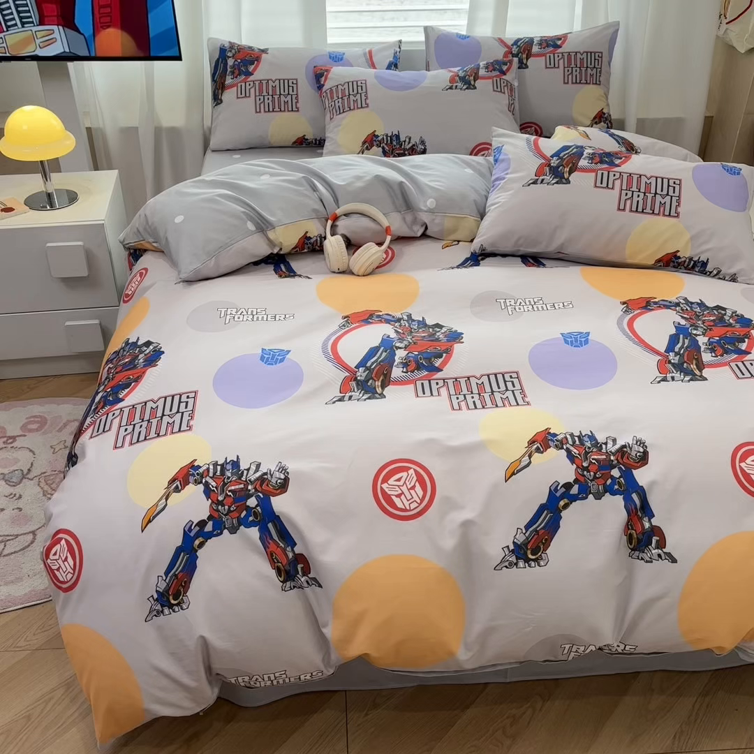 91家纺网 家纺一手货源 找家纺 孩子王家纺 2026新款卡通全棉纯棉正版授权大版变形金刚四件套 变形机甲