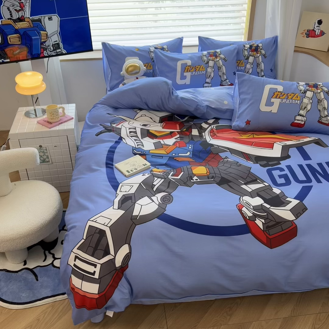 91家纺网 家纺一手货源 找家纺 孩子王家纺 2026新款卡通全棉纯棉正版授权大版变形金刚四件套 钢铁侠