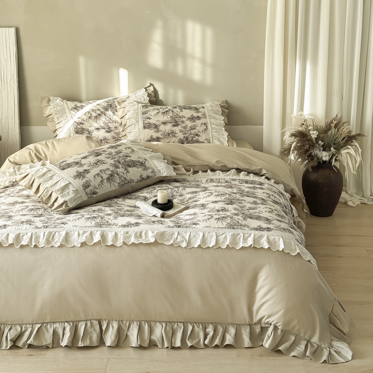 91家纺网 家纺一手货源 找家纺 （总）亲亲公主 2026新款全棉法式棉麻四件套（券后控价不低于 338）