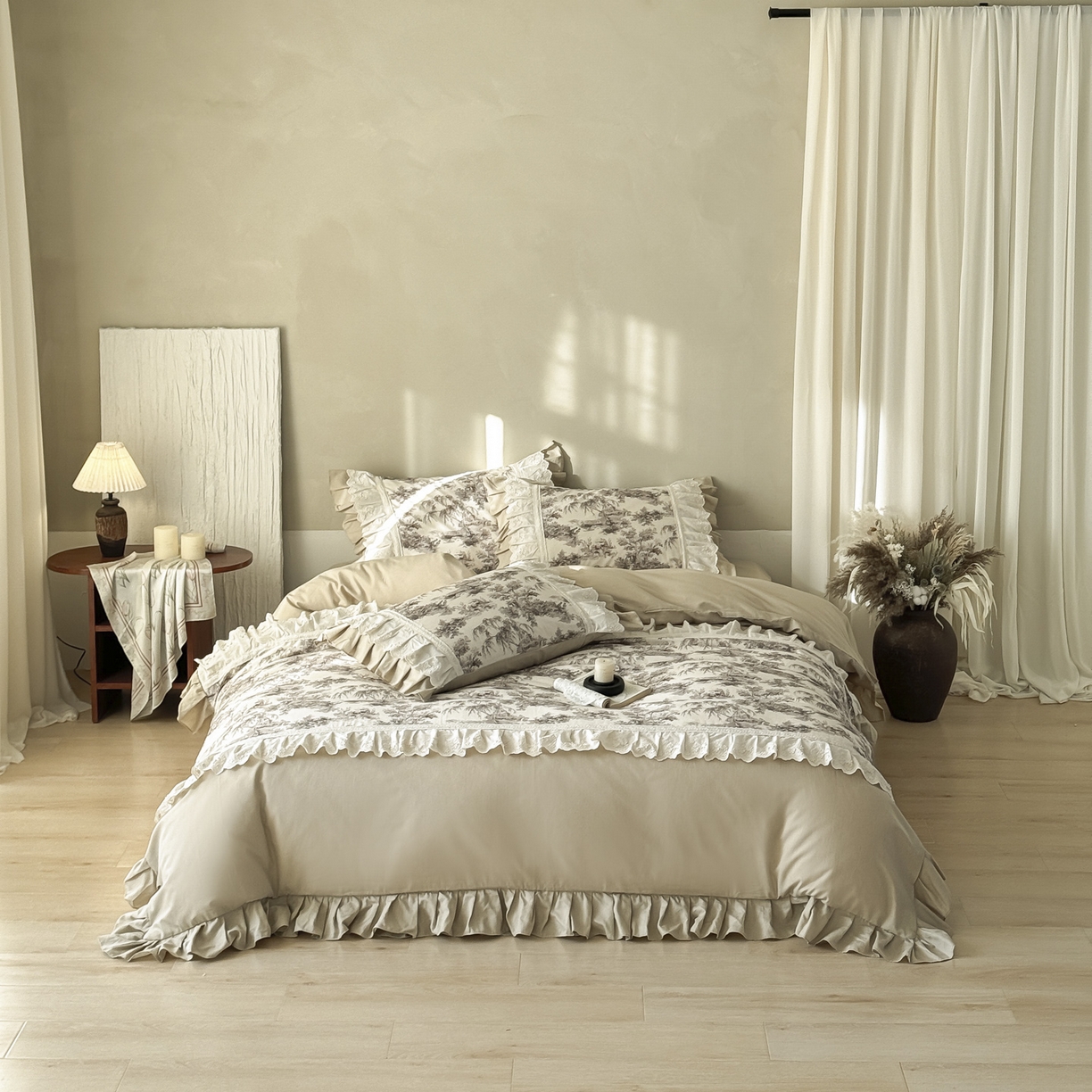 91家纺网 家纺一手货源 找家纺 亲亲公主 2026新款全棉法式棉麻四件套（券后控价不低于 338） 法式庄园