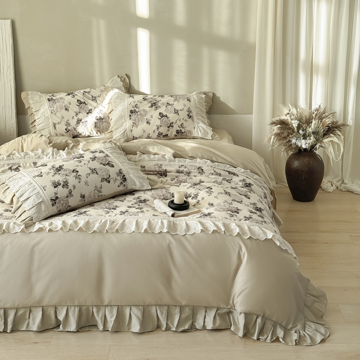 亲亲公主 2026新款全棉法式棉麻四件套（券后控价不低于 338） 法复古玫瑰