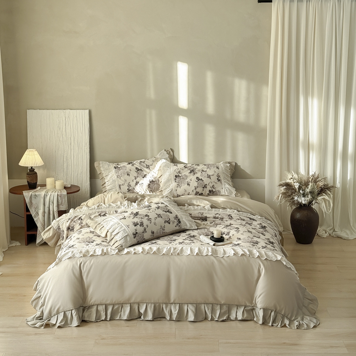 91家纺网 家纺一手货源 找家纺 亲亲公主 2026新款全棉法式棉麻四件套（券后控价不低于 338） 法复古玫瑰