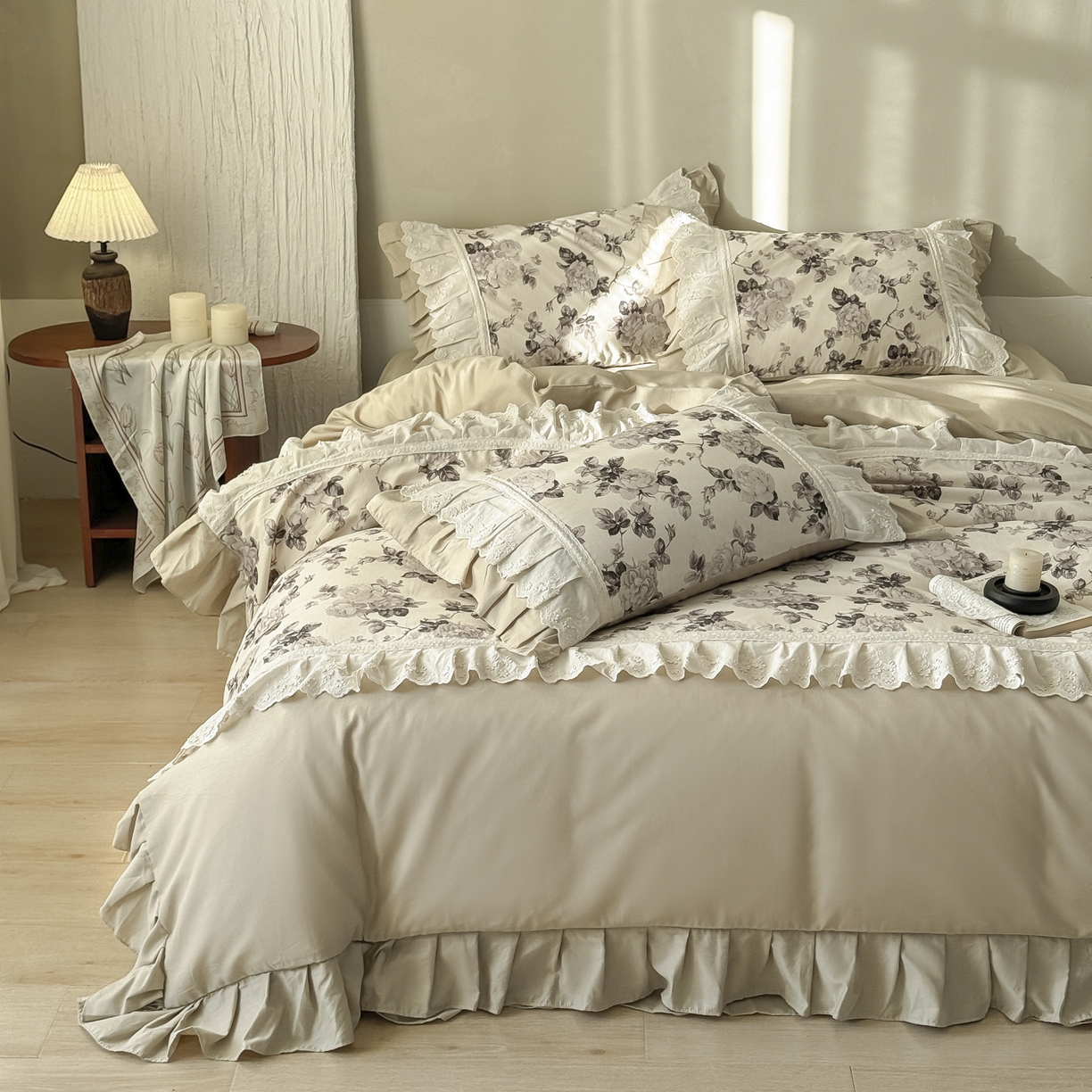 91家纺网 家纺一手货源 找家纺 亲亲公主 2026新款全棉法式棉麻四件套（券后控价不低于 338） 法复古玫瑰