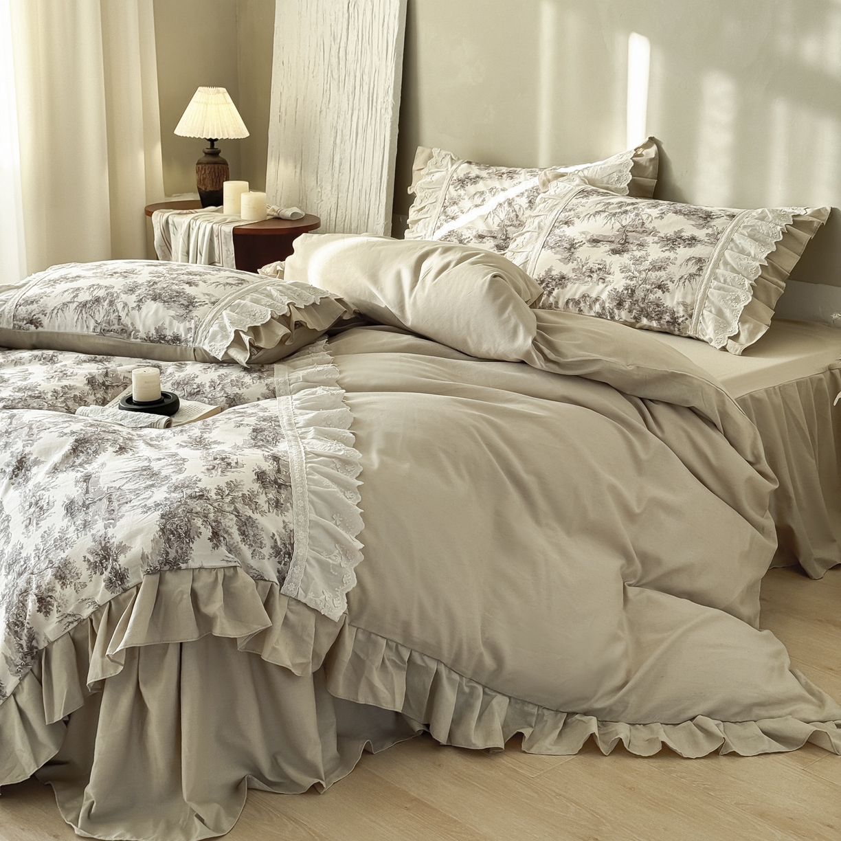 91家纺网 家纺一手货源 找家纺 亲亲公主 2026新款全棉法式棉麻四件套（券后控价不低于 338） 法式庄园