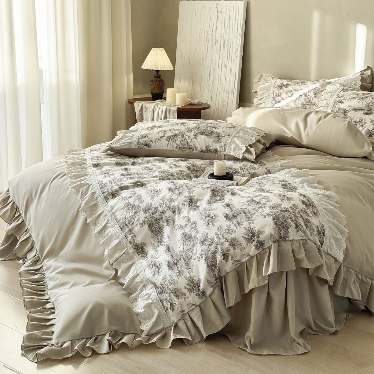 91家纺网 家纺一手货源 找家纺 亲亲公主 2026新款全棉法式棉麻四件套（券后控价不低于 338） 法式庄园