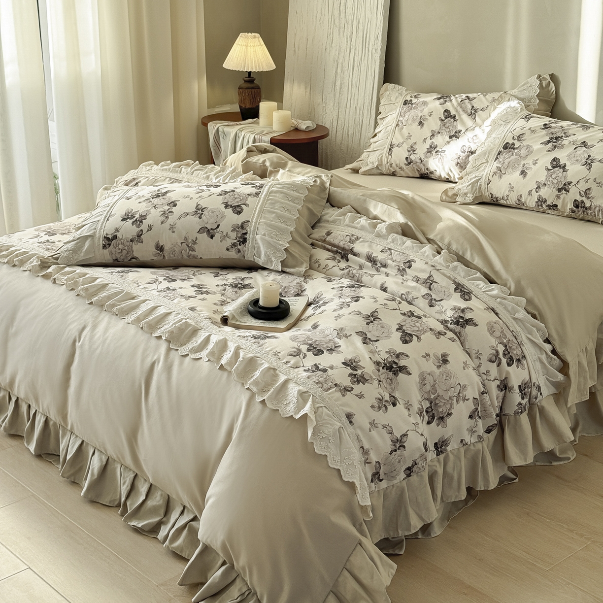 91家纺网 家纺一手货源 找家纺 亲亲公主 2026新款全棉法式棉麻四件套（券后控价不低于 338） 法复古玫瑰