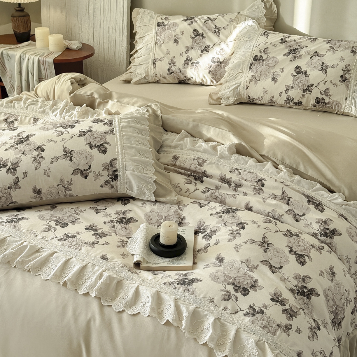 91家纺网 家纺一手货源 找家纺 亲亲公主 2026新款全棉法式棉麻四件套（券后控价不低于 338） 法复古玫瑰