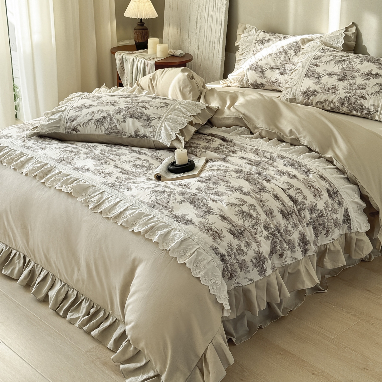 91家纺网 家纺一手货源 找家纺 亲亲公主 2026新款全棉法式棉麻四件套（券后控价不低于 338） 法式庄园