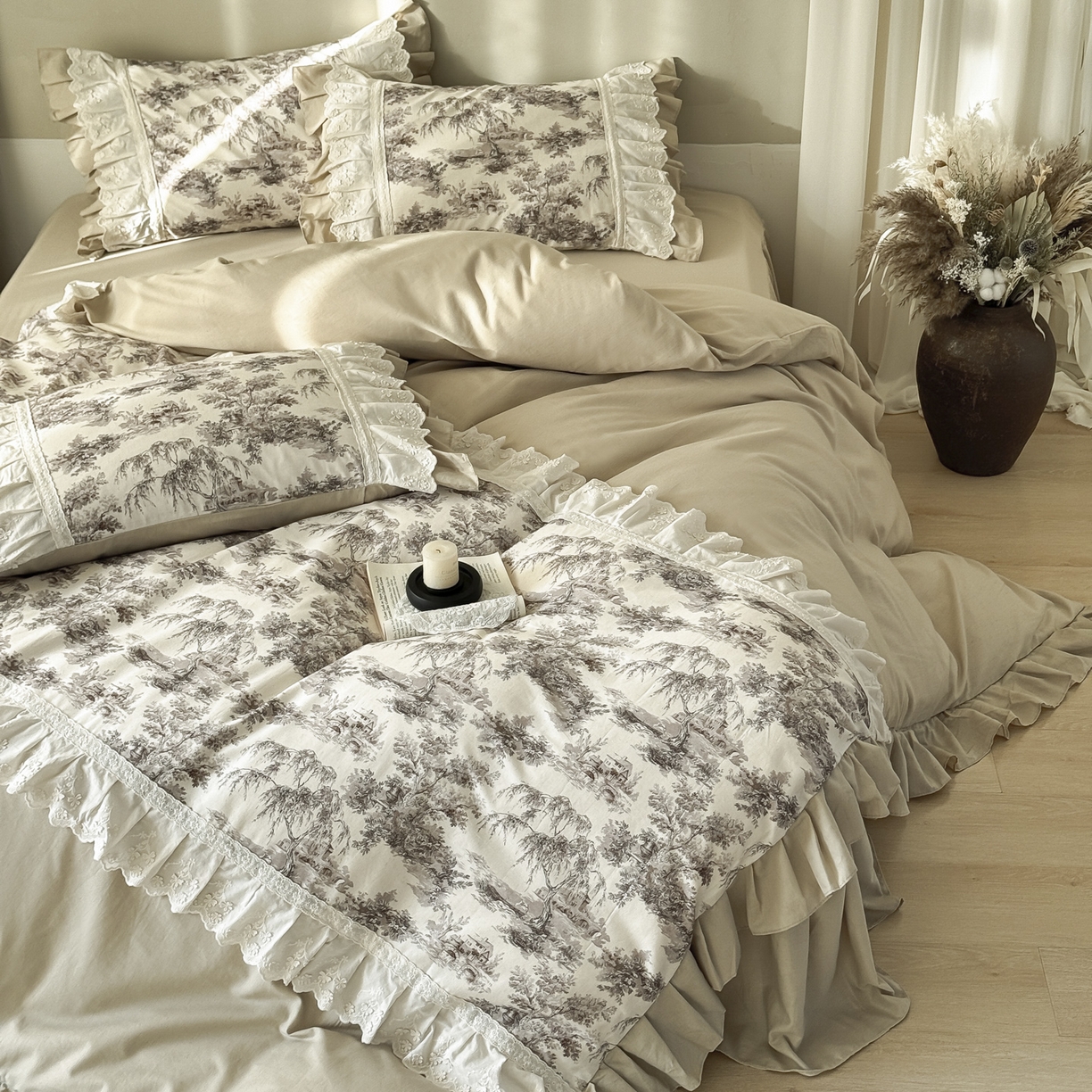 91家纺网 家纺一手货源 找家纺 亲亲公主 2026新款全棉法式棉麻四件套（券后控价不低于 338） 法式庄园