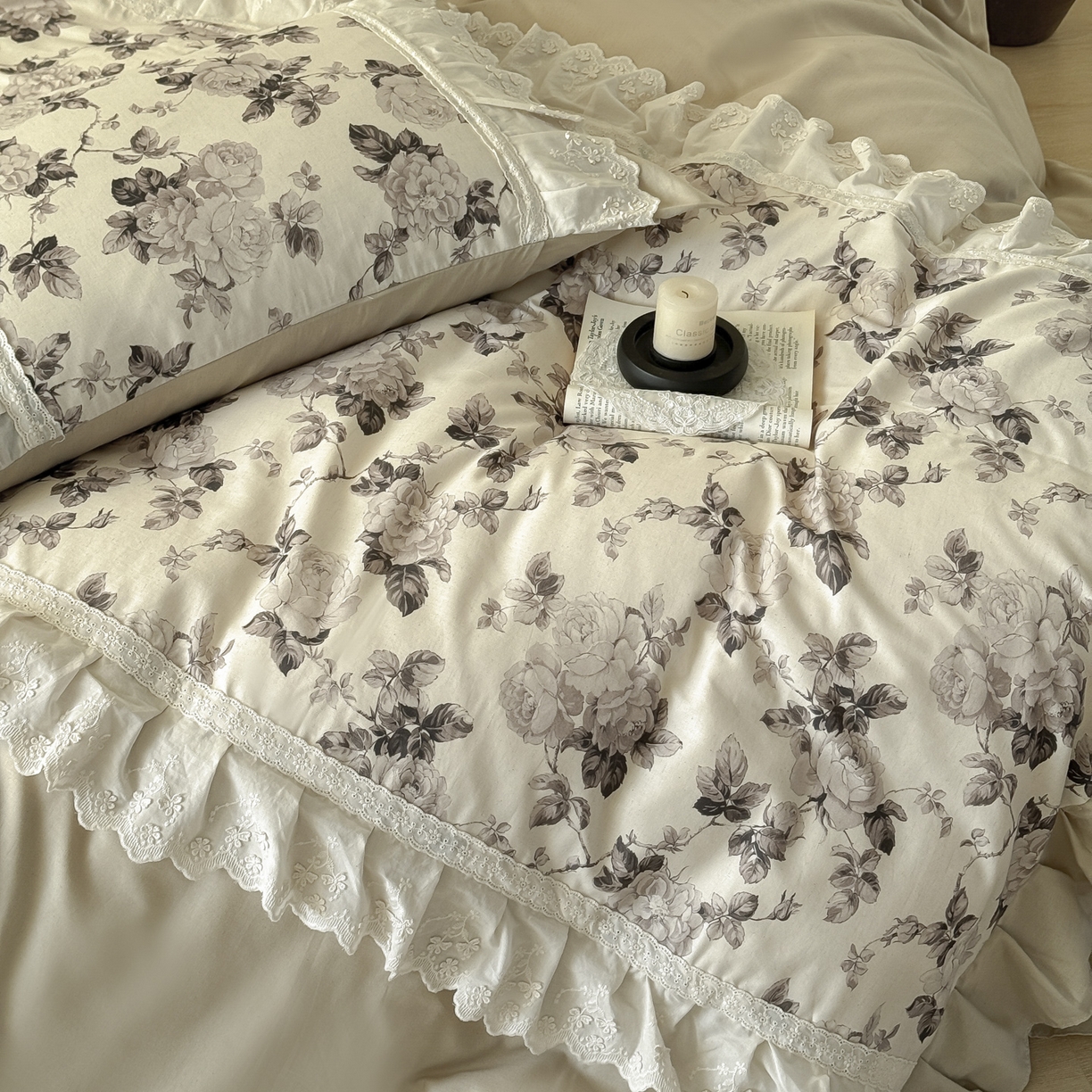 91家纺网 家纺一手货源 找家纺 亲亲公主 2026新款全棉法式棉麻四件套（券后控价不低于 338） 法复古玫瑰