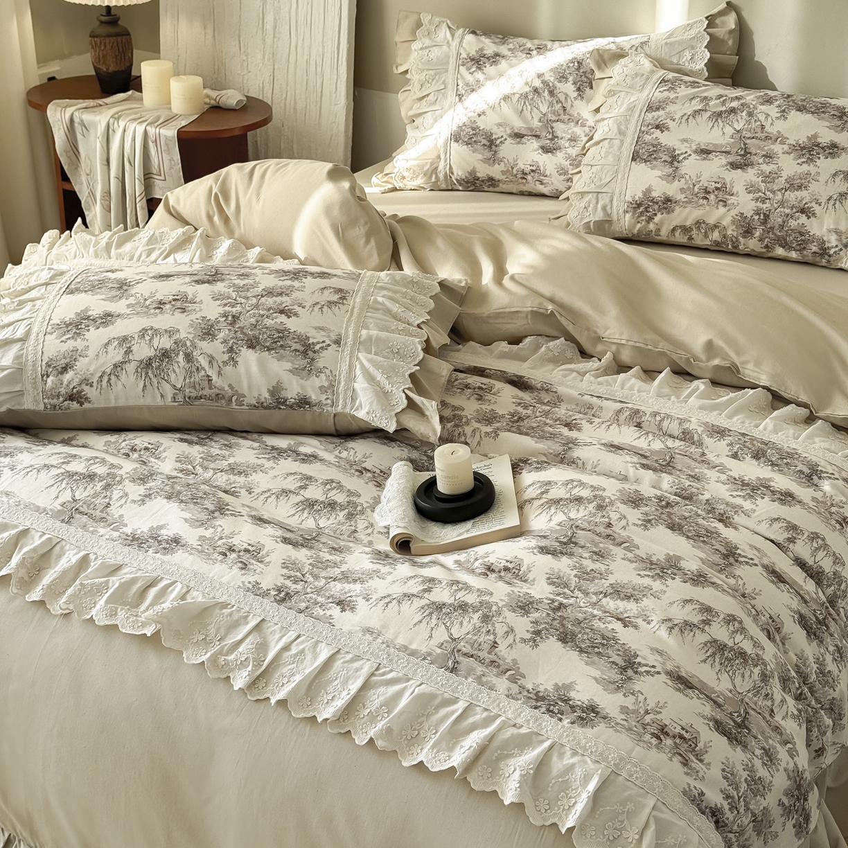 91家纺网 家纺一手货源 找家纺 亲亲公主 2026新款全棉法式棉麻四件套（券后控价不低于 338） 法式庄园