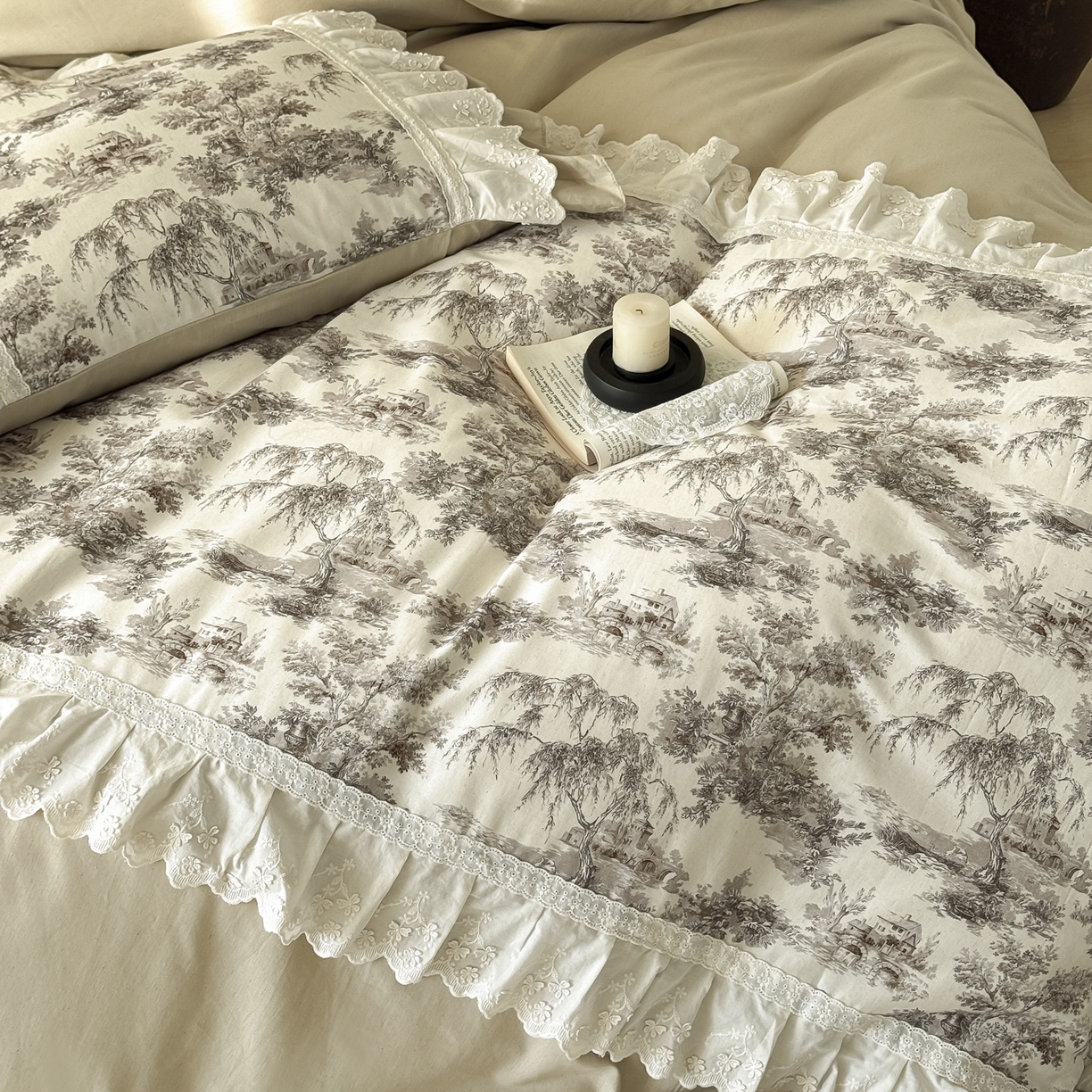 91家纺网 家纺一手货源 找家纺 亲亲公主 2026新款全棉法式棉麻四件套（券后控价不低于 338） 法式庄园