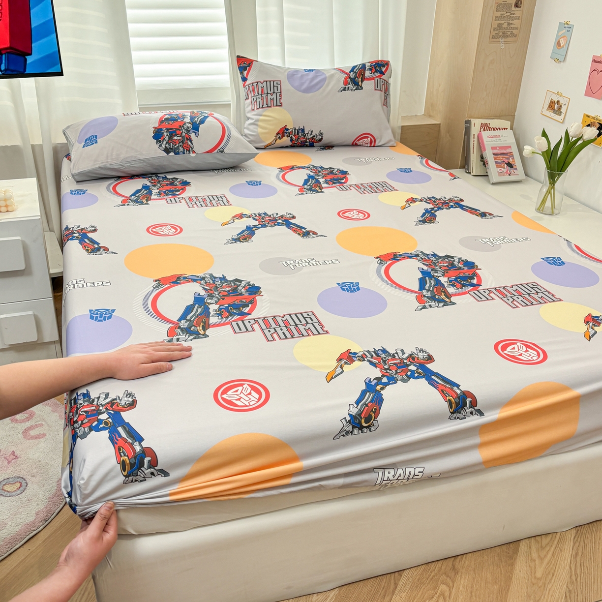 孩子王家纺 2026新款卡通全棉纯棉正版授权大版变形金刚单床笠床笠单件 变形机甲