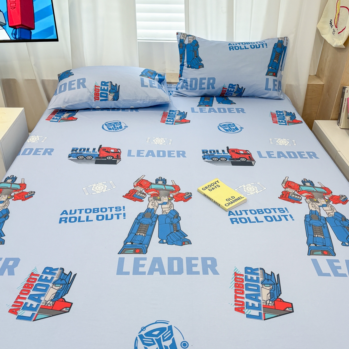 91家纺网 家纺一手货源 找家纺 孩子王家纺 2026新款卡通全棉纯棉正版授权大版变形金刚单床笠床笠单件 领袖擎天柱