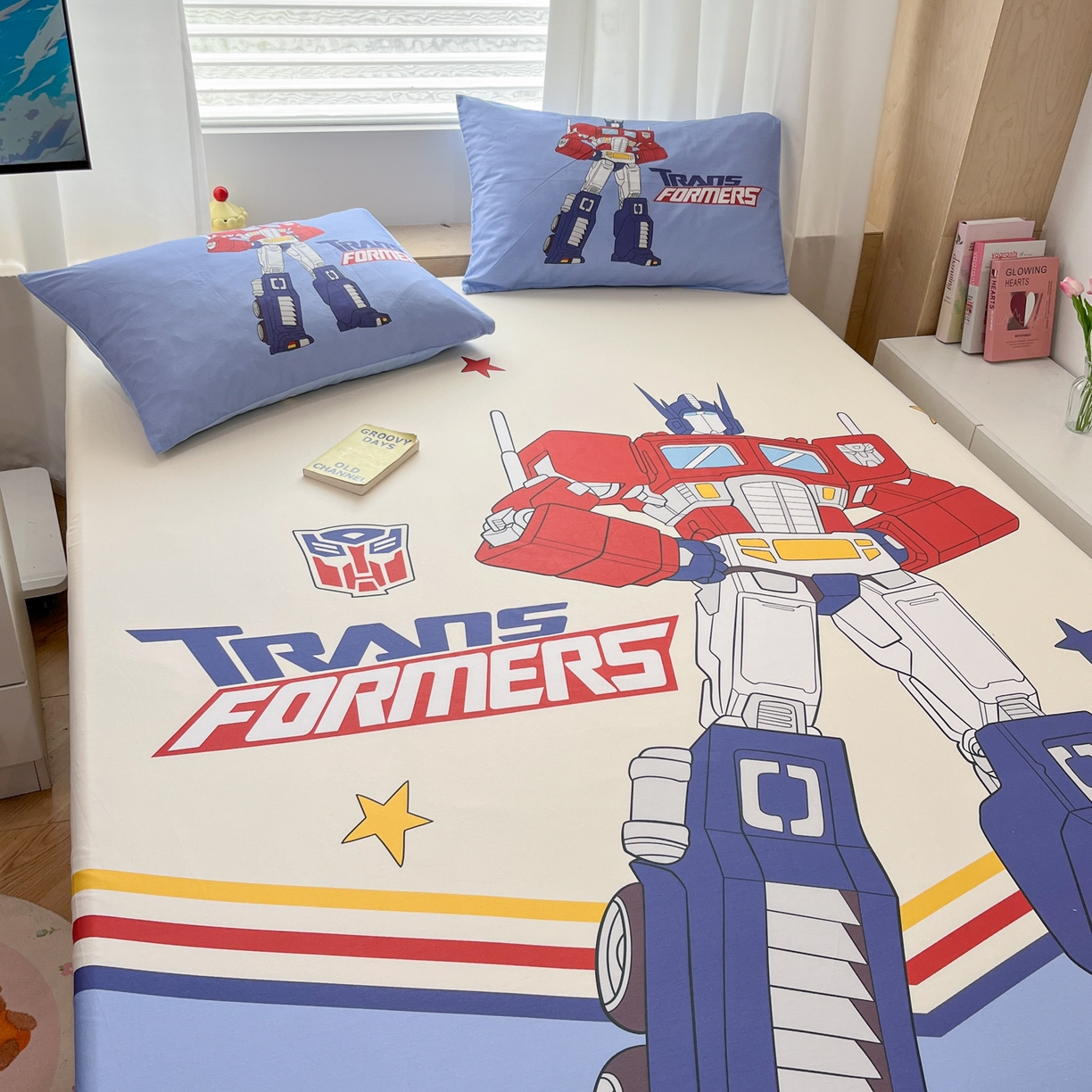 91家纺网 家纺一手货源 找家纺 孩子王家纺 2026新款卡通全棉纯棉正版授权大版变形金刚单床笠床笠单件 超能勇士