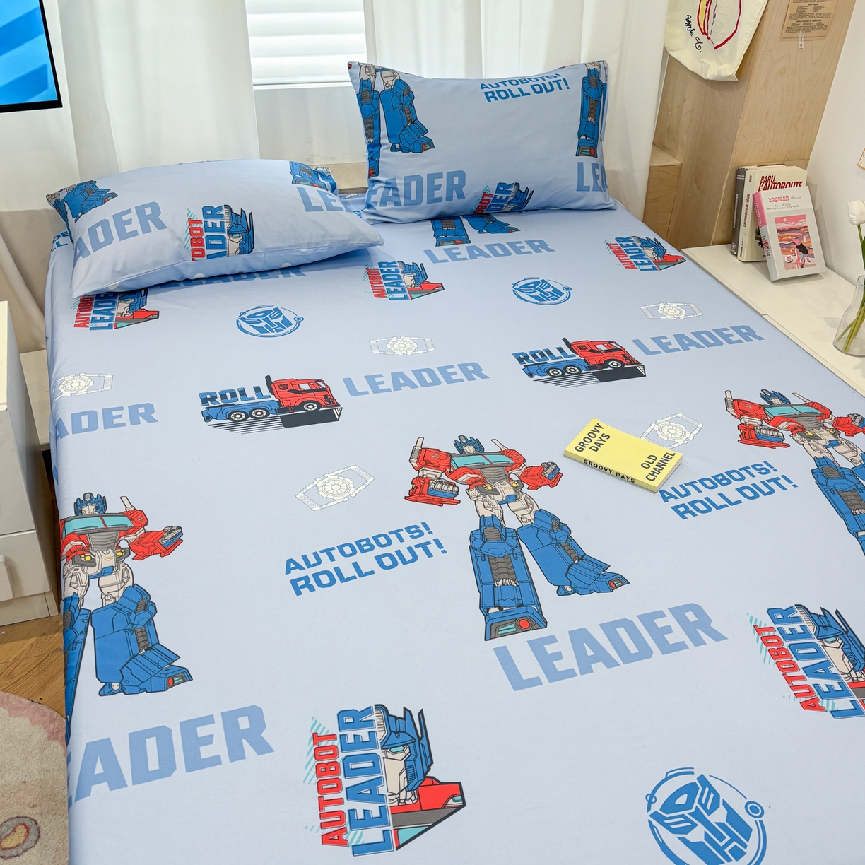 91家纺网 家纺一手货源 找家纺 孩子王家纺 2026新款卡通全棉纯棉正版授权大版变形金刚单床笠床笠单件 领袖擎天柱