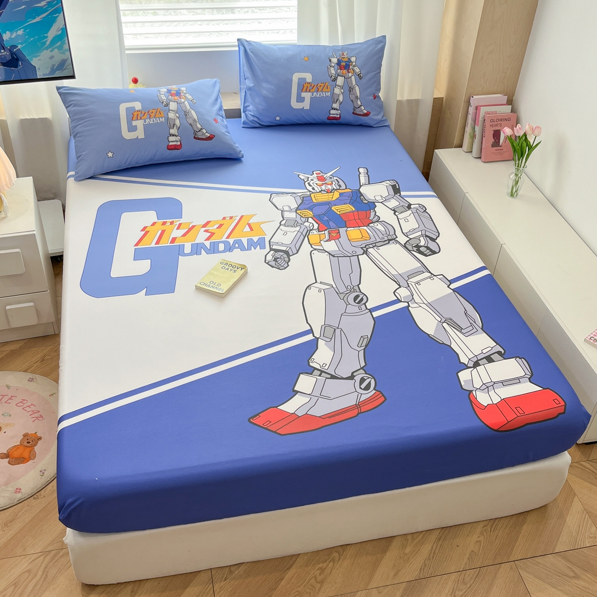 91家纺网 家纺一手货源 找家纺 孩子王家纺 2026新款卡通全棉纯棉正版授权大版变形金刚单床笠床笠单件 擎天柱