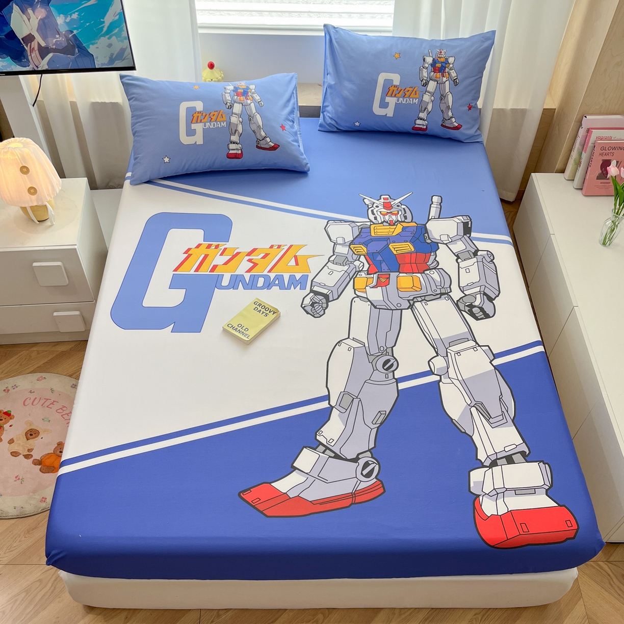 91家纺网 家纺一手货源 找家纺 孩子王家纺 2026新款卡通全棉纯棉正版授权大版变形金刚单床笠床笠单件 擎天柱