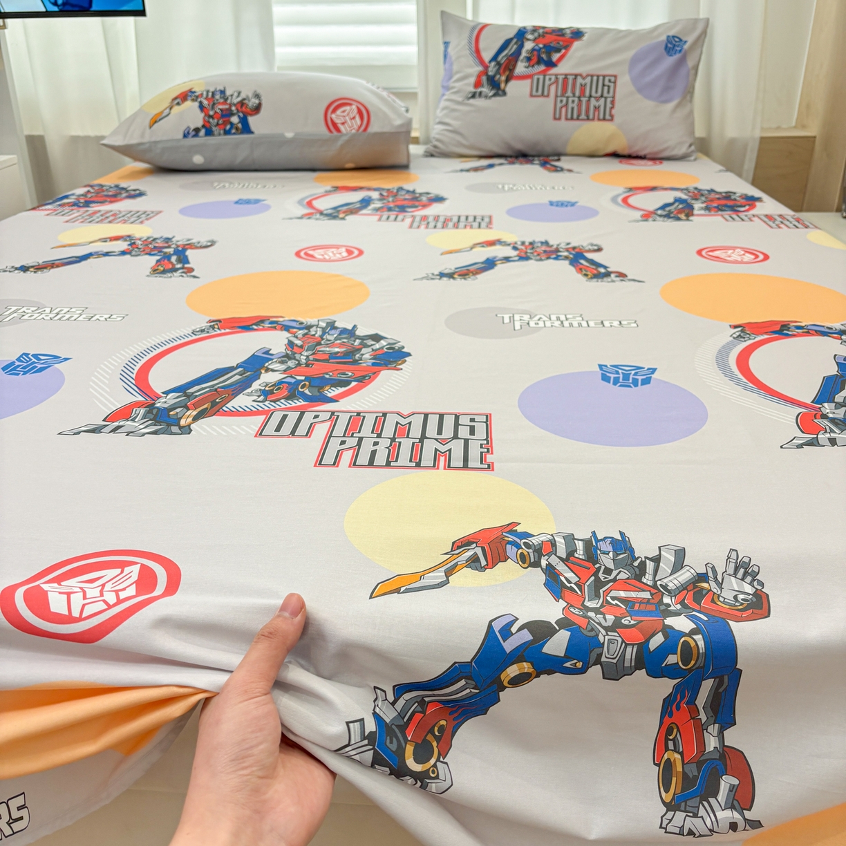 91家纺网 家纺一手货源 找家纺 孩子王家纺 2026新款卡通全棉纯棉正版授权大版变形金刚单床单床单单件 变形机甲