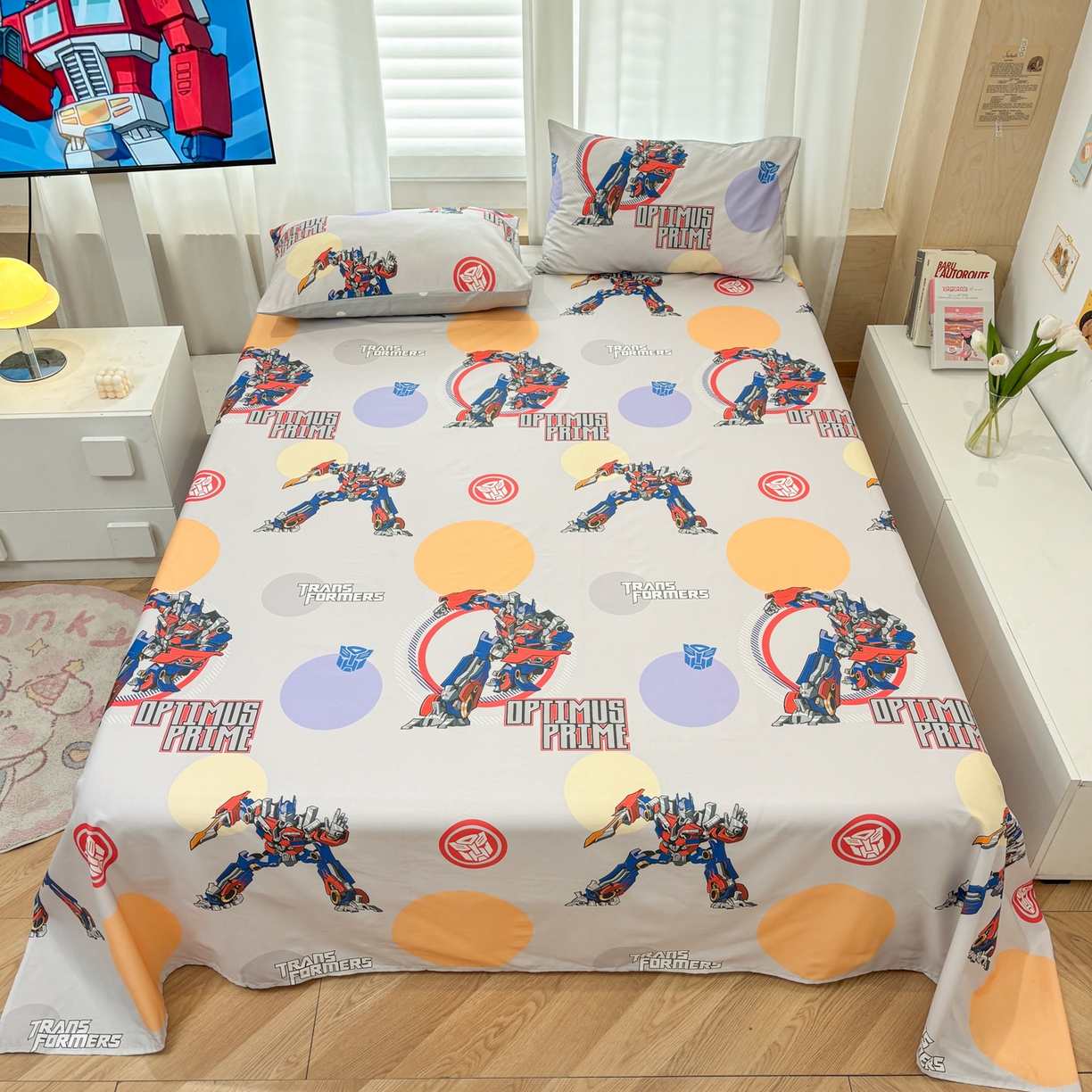 孩子王家纺 2026新款卡通全棉纯棉正版授权大版变形金刚单床单床单单件 变形机甲