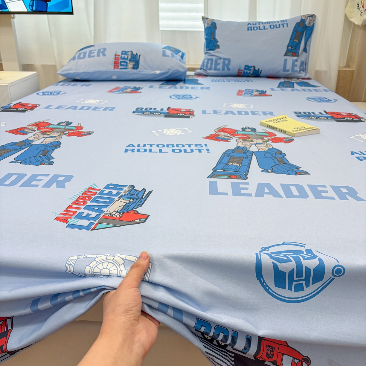 91家纺网 家纺一手货源 找家纺 孩子王家纺 2026新款卡通全棉纯棉正版授权大版变形金刚单床单床单单件 领袖擎天柱