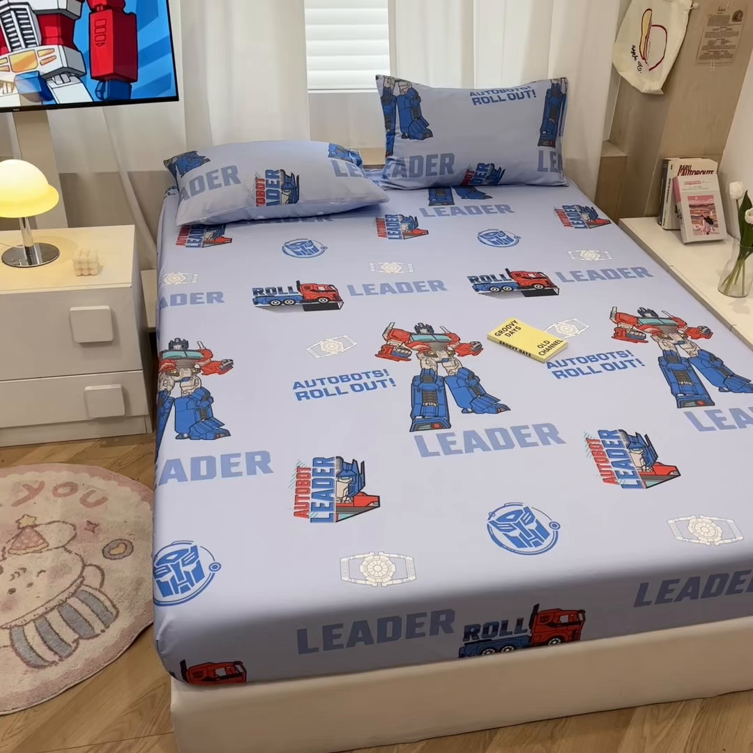 91家纺网 家纺一手货源 找家纺 孩子王家纺 2026新款卡通全棉纯棉正版授权大版变形金刚单床笠床笠单件 领袖擎天柱