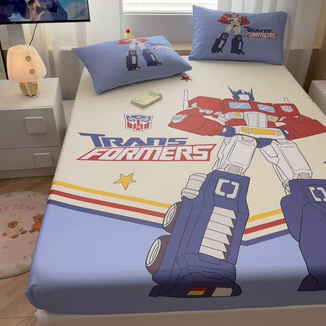 91家纺网 家纺一手货源 找家纺 孩子王家纺 2026新款卡通全棉纯棉正版授权大版变形金刚单床笠床笠单件 超能勇士