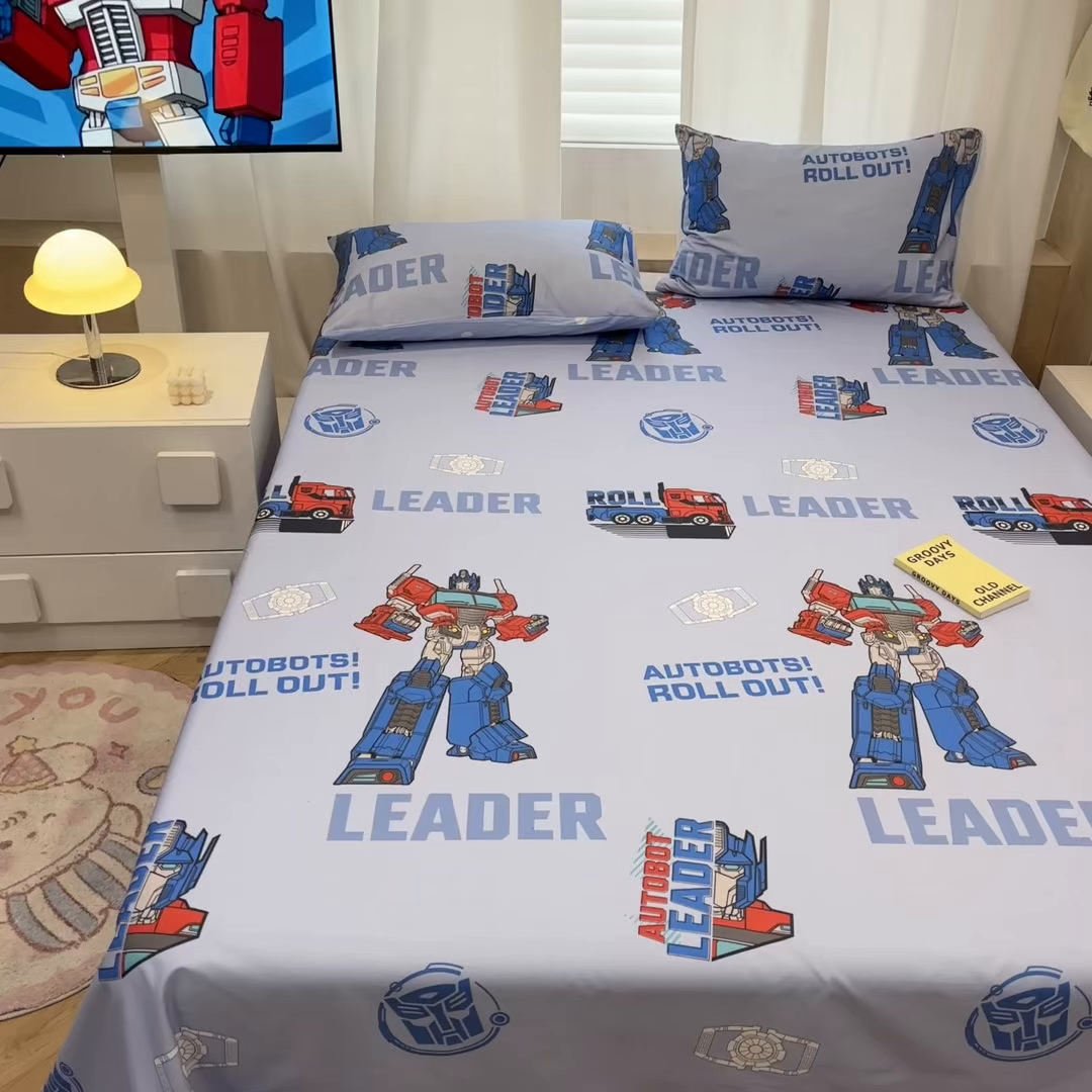 91家纺网 家纺一手货源 找家纺 孩子王家纺 2026新款卡通全棉纯棉正版授权大版变形金刚单床单床单单件 领袖擎天柱