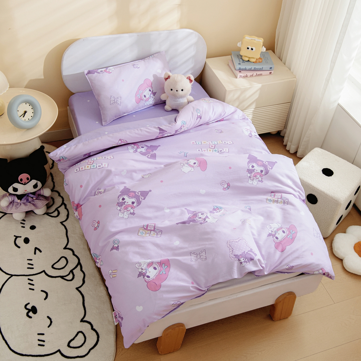 91家纺网 家纺一手货源 找家纺 孩子王家纺 2026新款卡通全棉纯棉正版授权三丽鸥幼儿园套件三件套六件套多件套 甜酷伙伴