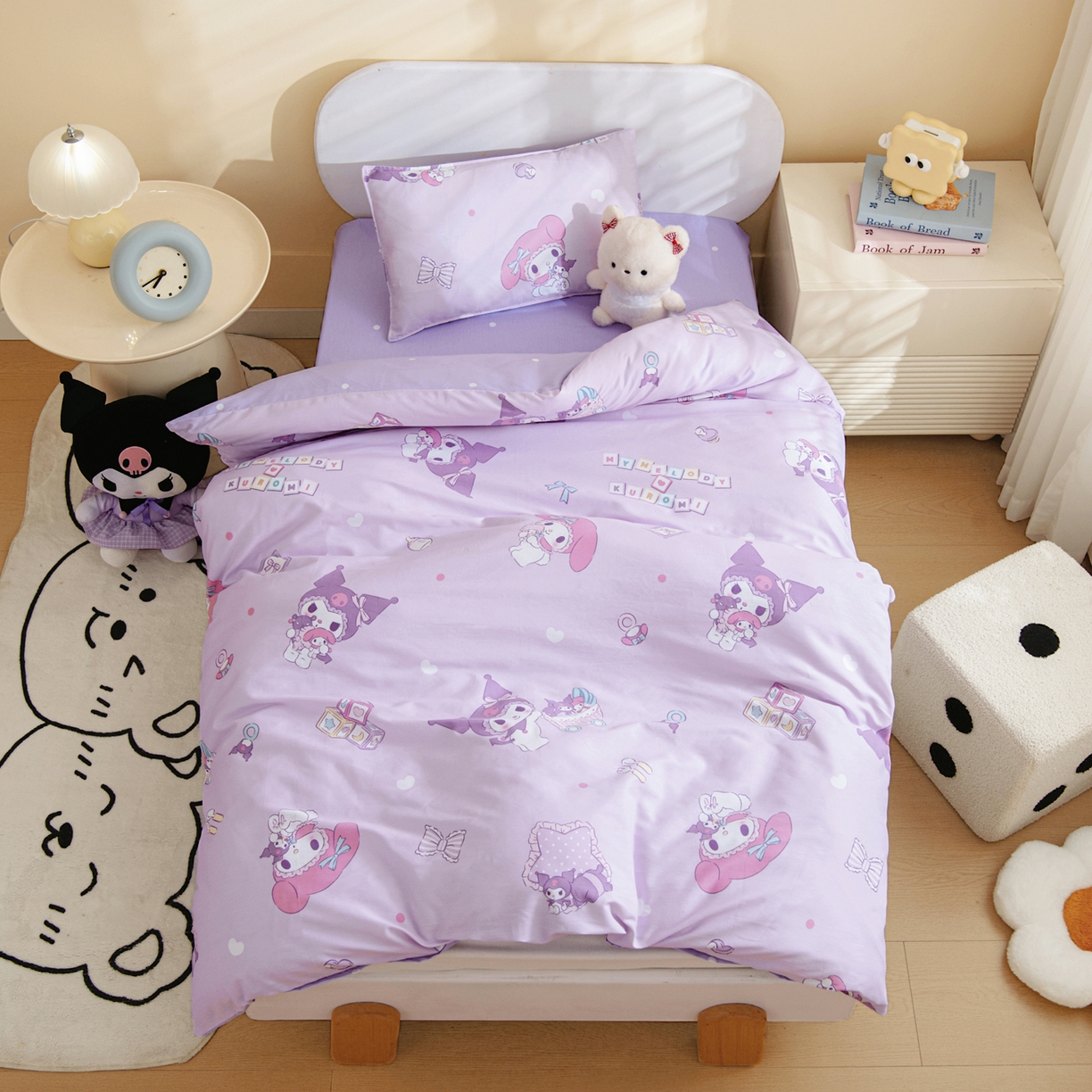 91家纺网 家纺一手货源 找家纺 孩子王家纺 2026新款卡通全棉纯棉正版授权三丽鸥幼儿园套件三件套六件套多件套 甜酷伙伴